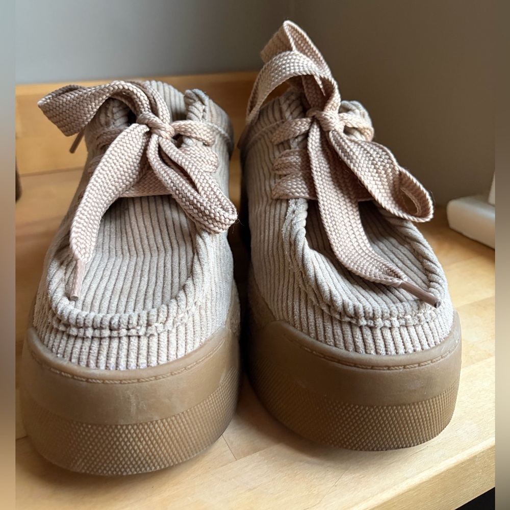 Free People Tan Corduroy Platform Clogs